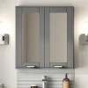 Nottingham 600mm Wall Hung Mirrored Cabinet Grey Double Door Modern Handle