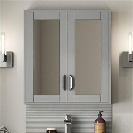 Grey Wall Hung Bathroom Cabinet - Modern Handle - Nottingham Range
