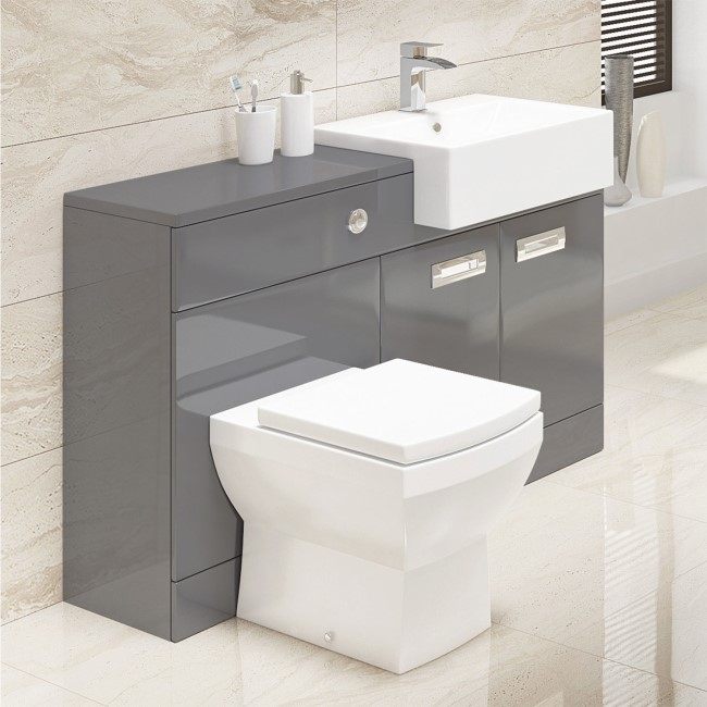 Cuba Toilet & Basin Combination Unit with Tabor Square Toilet - Grey