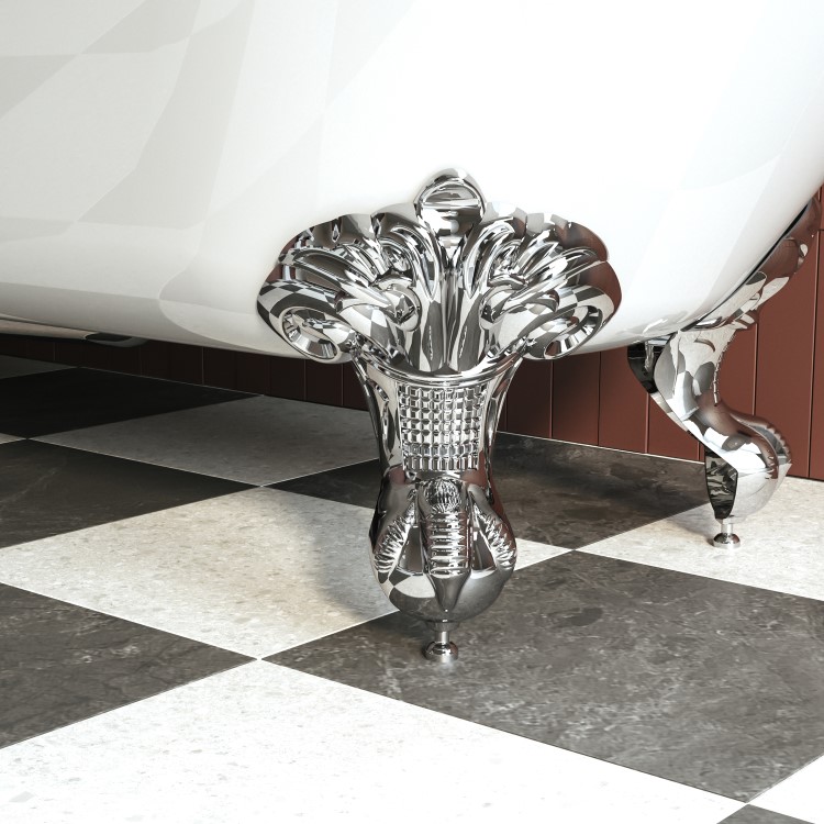 Freestanding Single Ended Shower Bath with Chrome Feet & Bath Screen 1670 x 740mm - Park Royal