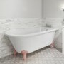 Freestanding Single Ended Shower Bath with Pink Feet & Bath Screen 1660 x 740mm - Park Royal