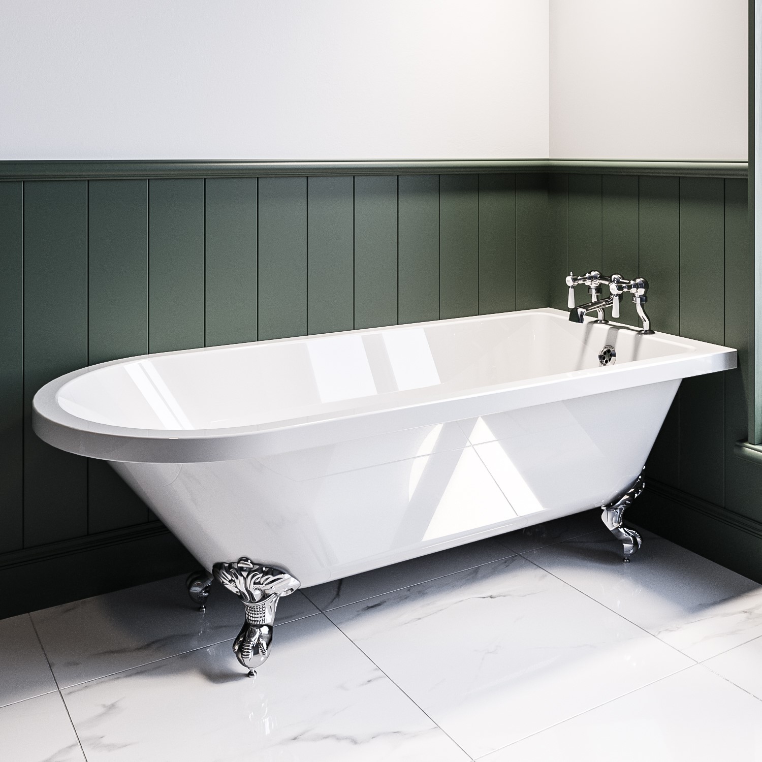Park Royal Single Ended Shower Bath with Chrome Feet