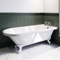 Freestanding Single Ended Bath with White Feet 1660 x 740mm - Park Royal Freestanding Single Ended Bath with White Feet 1660 x 740mm - Park Royal