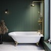Freestanding Single Ended Shower Bath with Brushed Brass Screen &amp; Feet 1670 x 740 mm - Park Royal