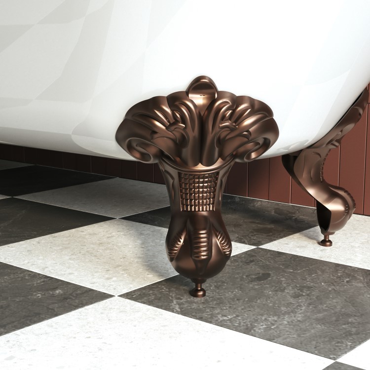Freestanding Single Ended Shower Bath with Black Screen & Bronze Feet 1670 x 740mm - Park Royal