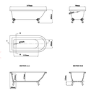 Freestanding Single Ended Shower Bath with Black Screen & Bronze Feet 1670 x 740mm - Park Royal