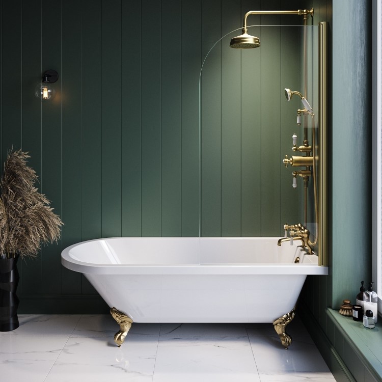 Traditional Brass Shower Bath Suite with Toilet & Basin - Park Royal