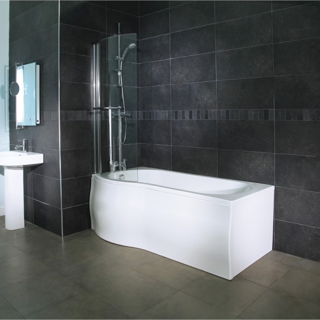 Left Hand Shower Bath with Curved Screen - L1500 x W800mm