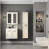 600mm Wall Hung Basin Vanity Unit - Ivory Double Door Modern Handles - Nottingham Range