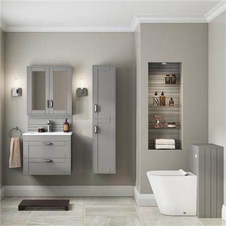 1400mm Wall hung Bathroom Cabinet - Grey Modern Handle - Nottingham Range