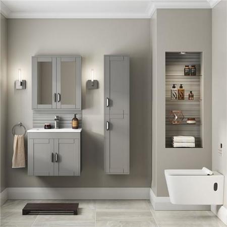 1400mm Wall hung Bathroom Cabinet - Grey Modern Handle - Nottingham Range