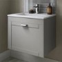Nottingham 600mm Wall Hung Basin Vanity Unit Grey Single Drawer Modern Handle