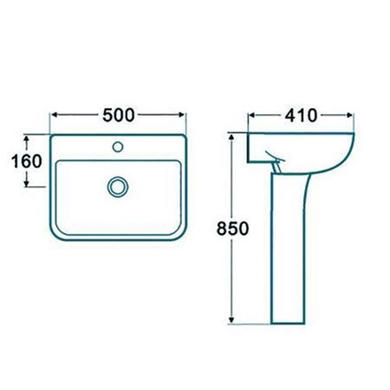 500mm Close Coupled Toilet and Basin Full Pedestal Suite - Voss