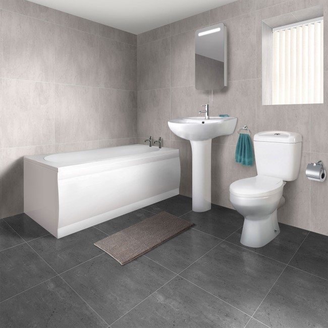 1700mm Straight Bath Suite with Toilet  Basin & Front Panel