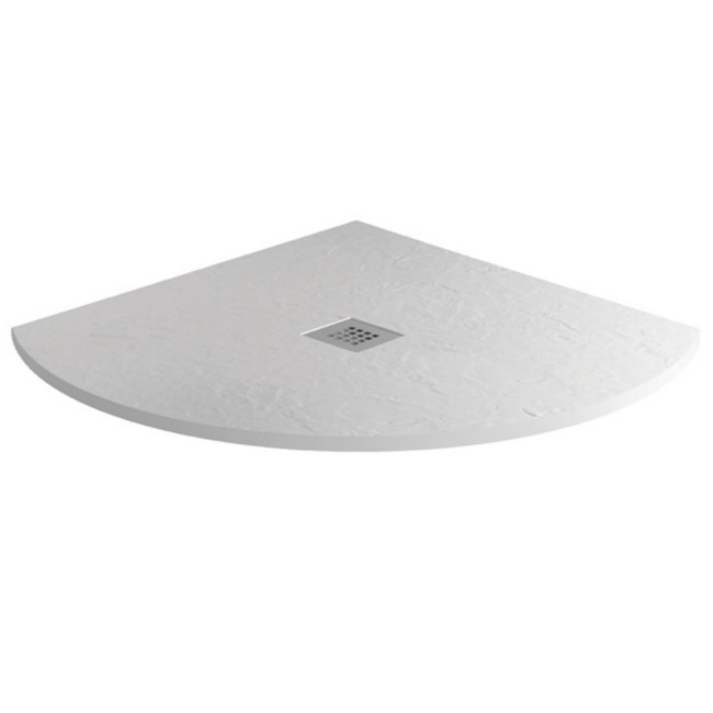 900 x 900 White Slate Effect Quadrant Shower Tray with Waste