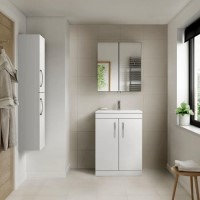 Athena White 600mm Two Door Vanity Unit