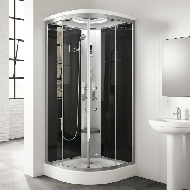 Quadrant Steam Shower Cabin with 6 Body Jets 900mm x 900mm