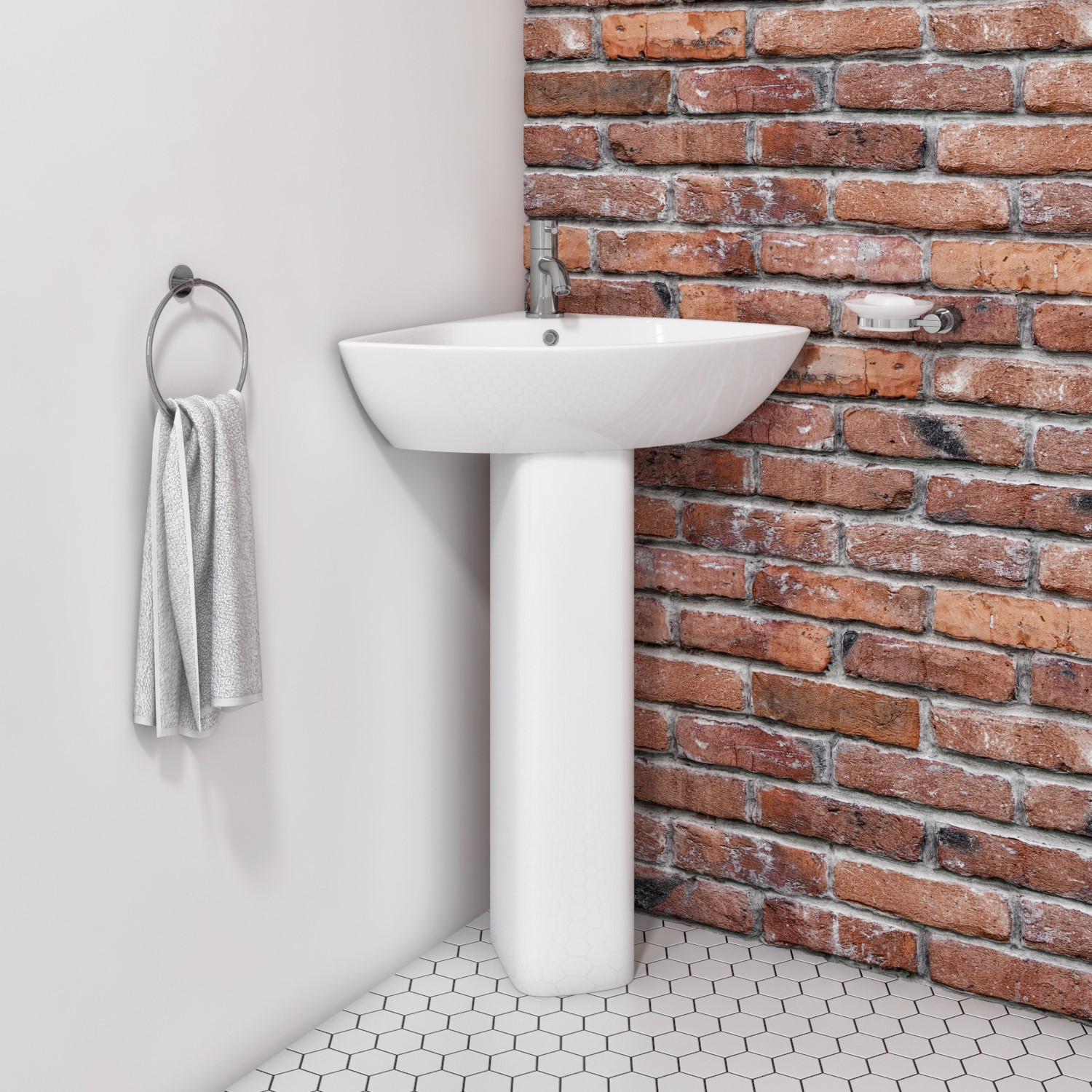 Corner Cloakroom Pedestal Basin 450mm - Austin