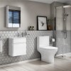 Close Coupled Toilet &amp; White Gloss 410mm Vanity Basin Unit Suite - Portland