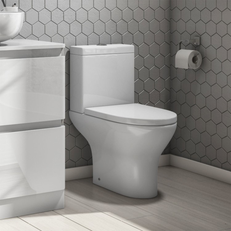 410mm Floor Standing White Gloss Vanity Unit with Close Coupled Toilet Suite - Portland
