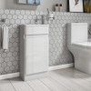 410mm Floor Standing White Gloss Vanity Unit with Close Coupled Toilet Suite - Portland 