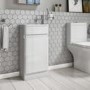410mm Floor Standing White Gloss Vanity Unit with Close Coupled Toilet Suite - Portland