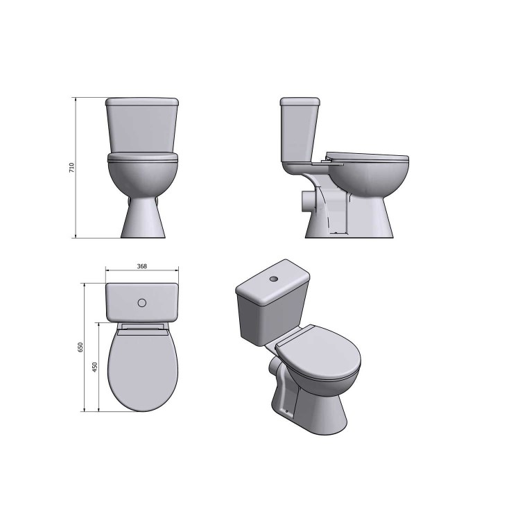 410mm Floor Standing White Gloss Vanity Unit with Close Coupled Toilet Suite - Portland