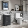 Cloakroom Suite with Dark Grey Vanity, Small Basin &amp; Close Coupled Toilet - Portland