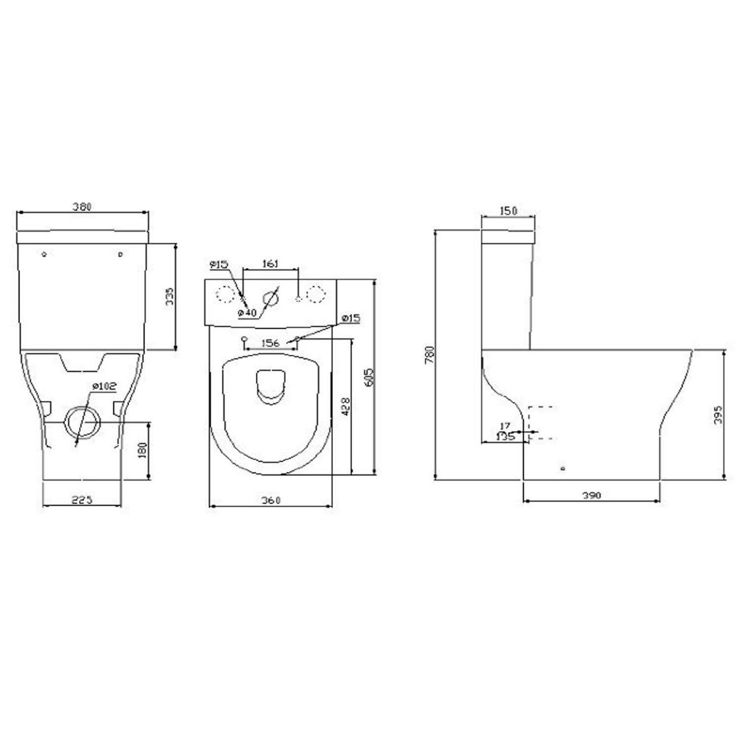 Close Coupled Short Projection Toilet with Soft Close Seat Portland