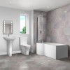 Left Hand P Shaped Bath Suite with Portland Toilet &amp; Basin - Includes Front Panel &amp; Screen 