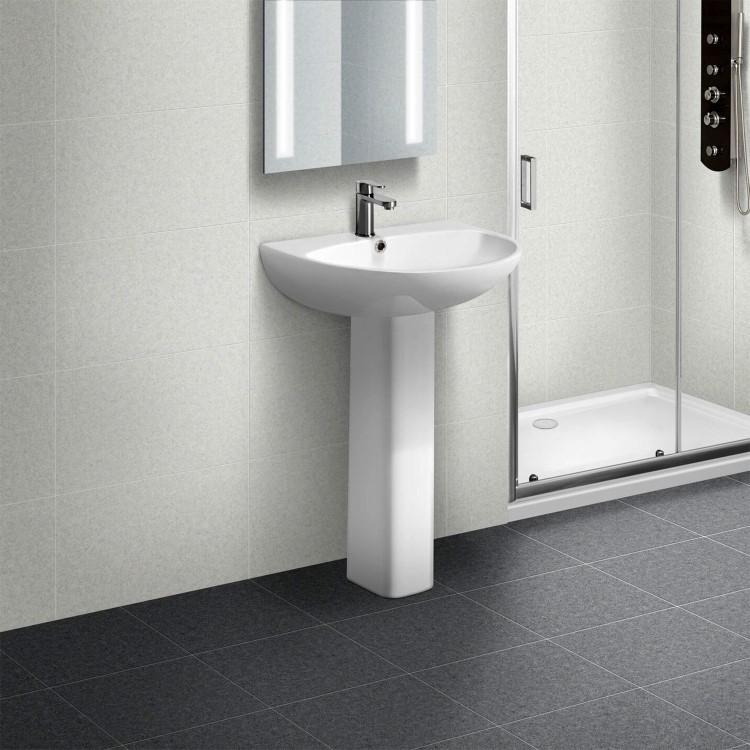 Left Hand P Shaped Bath Suite with Portland Toilet & Basin - Includes Front Panel & Screen 