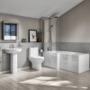 L-Shaped Left Hand Bath Suite with Portland Close Coupled Toilet &amp; Basin
