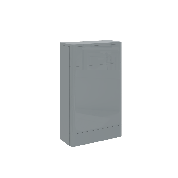 500mm Light Grey Gloss Curved Corner WC Unit with Back to Wall Toilet - Portland