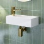 Detroit Wall Hung Basin With Brushed Brass Bottle Trap & Basin Mixer & Waste - Zana