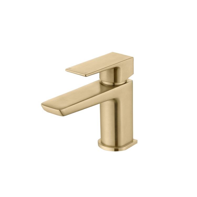 Detroit Wall Hung Basin With Brushed Brass Bottle Trap & Basin Mixer & Waste - Zana