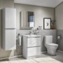 600mm White Gloss Floorstanding Vanity Basin Unit with 2 Drawers - Portland