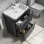 600mm Dark Grey Freestanding Vanity Unit with Basin - Portland