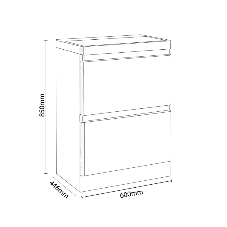 600mm Dark Grey Freestanding Vanity Unit with Basin - Portland