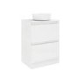 600mm White Freestanding Countertop Vanity Unit with Basin - Portland