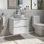 600mm White Wall Hung Countertop Vanity Unit with Basin - Portland