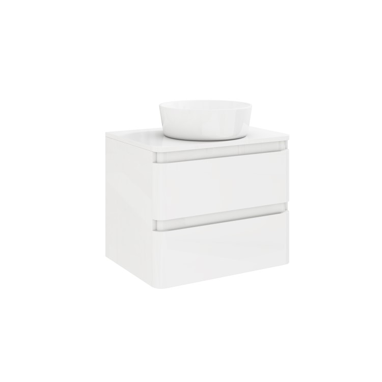 600mm White Wall Hung Countertop Vanity Unit with Basin - Portland