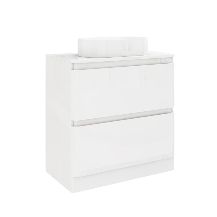 800mm White Freestanding Countertop Vanity Unit with Basin - Portland
