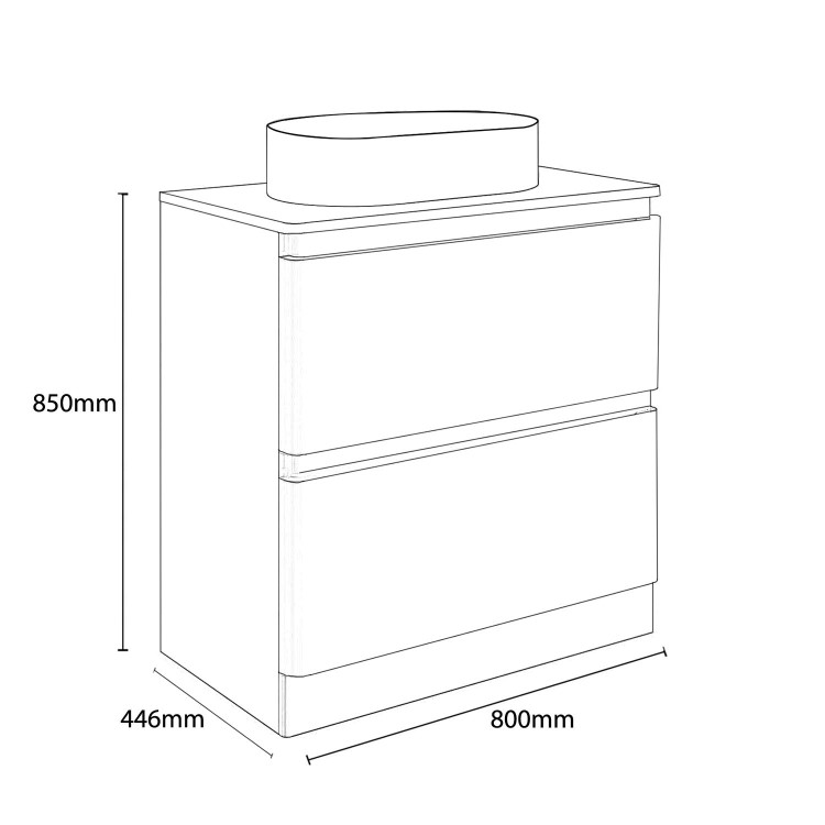 800mm White Freestanding Countertop Vanity Unit with Basin - Portland