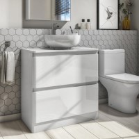 800mm White Countertop Vanity Unit - Portland