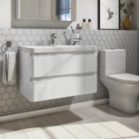 800mm White Wall Hung Vanity Unit with Basin - Portland