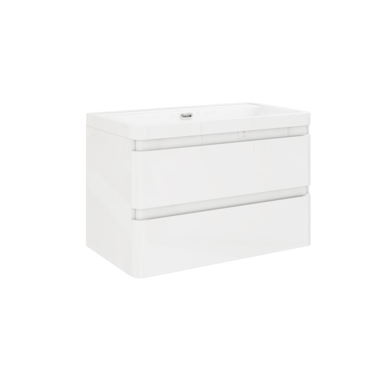 800mm White Wall Hung Vanity Unit with Basin - Portland