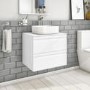 600mm Wall Hung 2 Drawer Vanity Unit White - Boston