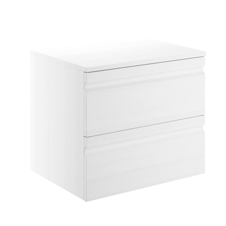 600mm Wall Hung 2 Drawer Vanity Unit White - Boston