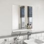 600mm White Wood Effect Wall Hung Vanity Unit and 600mm Mirror with Shelf - Boston