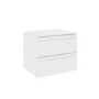 600mm White Wood Effect Wall Hung Vanity Unit and 600mm Mirror with Shelf - Boston